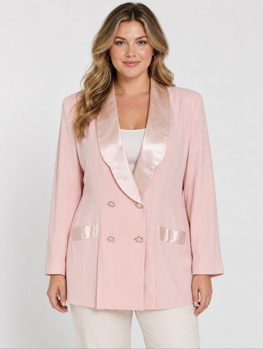 NWT Vintage stunning Lew Magram women's light pink double breast blazer 14